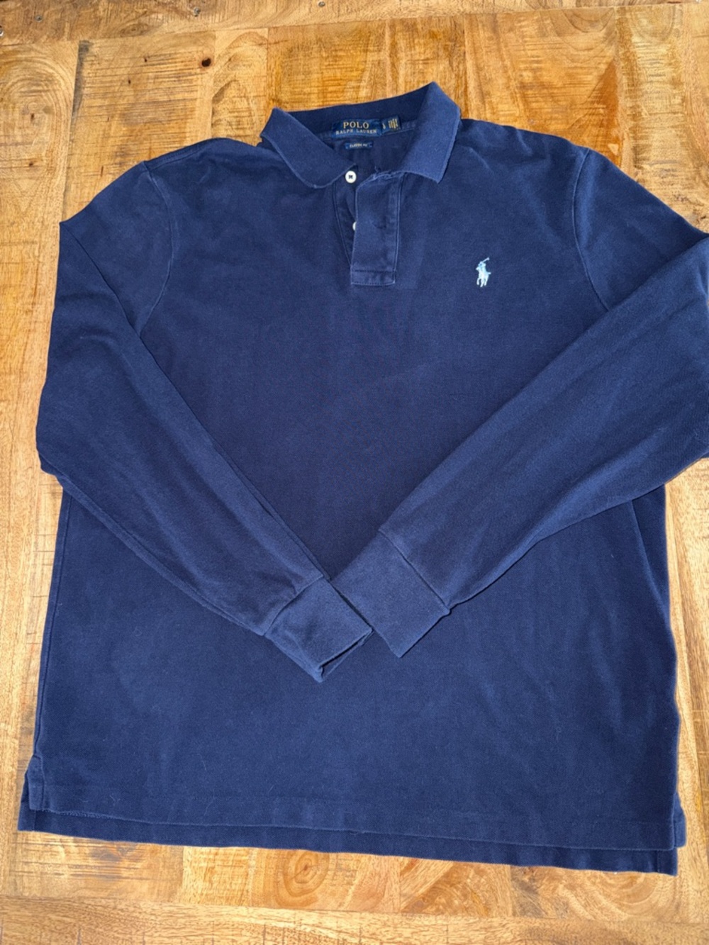 Polo by Ralph Lauren Navy Long-Sleeve Polo with Light Blue Pony